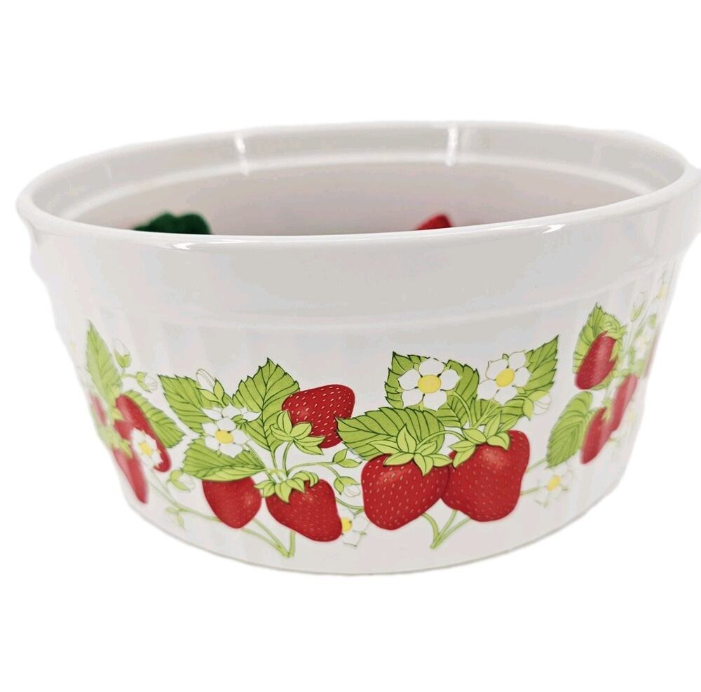 Vintage Action Strawberry Bakeware Stoneware Ramekin Bowl Dish 8" Japan